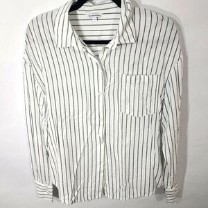 Clockhouse Women's Size‎ 34 Button Down While and Gray Striped Shirt Office